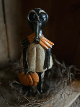 Load image into Gallery viewer, Metal Crow Holding Pumpkin