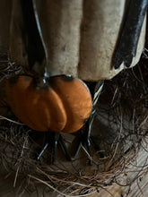 Load image into Gallery viewer, Metal Crow Holding Pumpkin