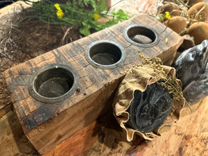 Primitive Reclaimed barn wood Tea Light Box