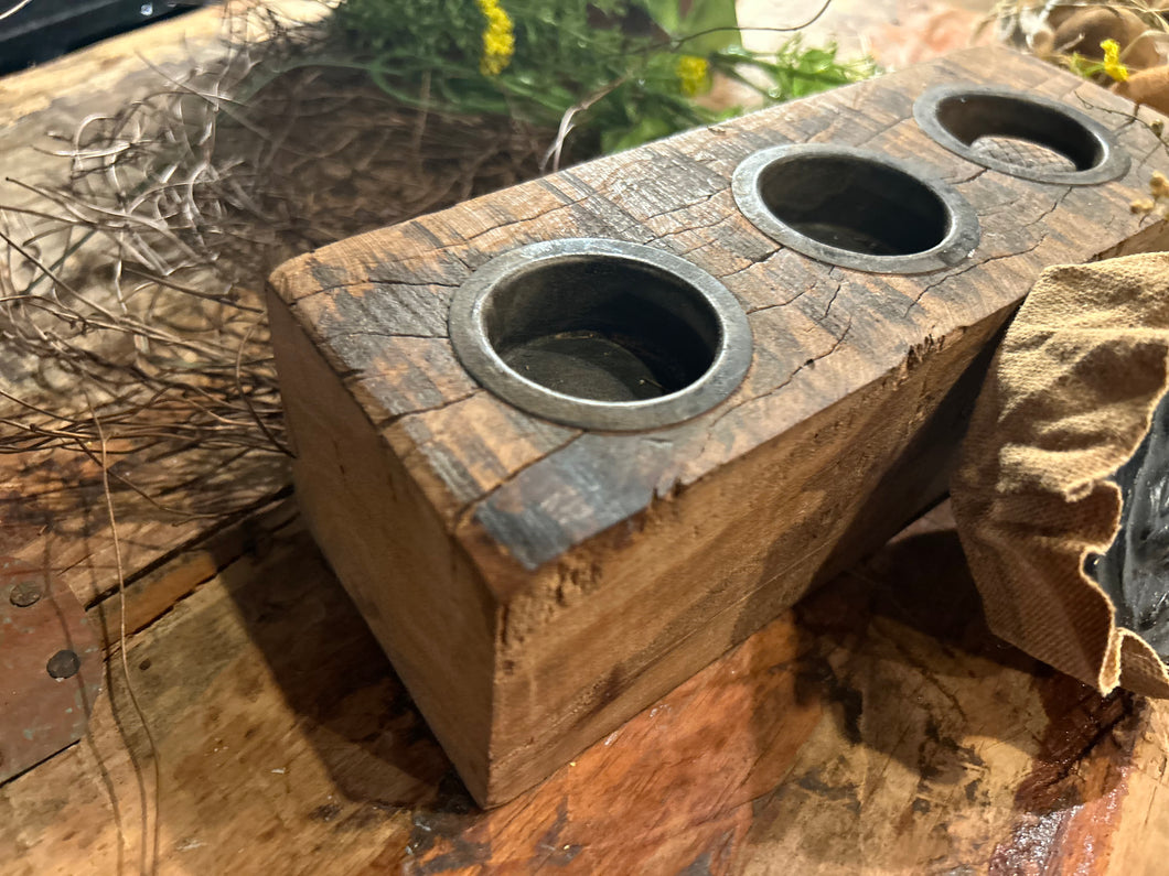 Primitive Reclaimed barn wood Tea Light Box