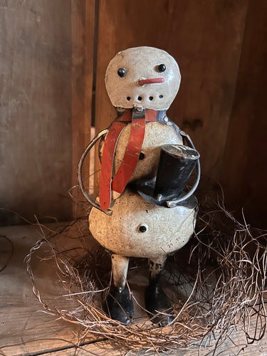Metal Snowman Holding Hat