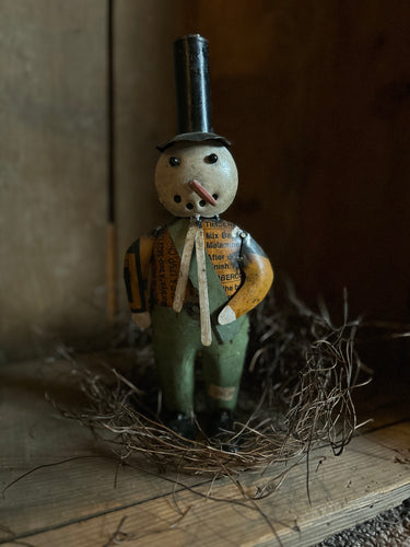 Metal Snowman Orange and Green
