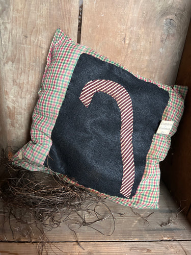 Grungy Candy Cane Pillow
