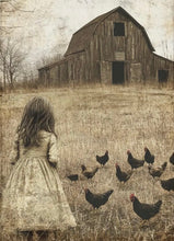 Load image into Gallery viewer, Girl with Chickens Farmhouse Print