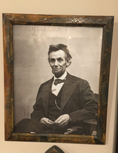 Load image into Gallery viewer, Art work in the framing for this vintage 1809 snap shot of our founding Father Abraham Lincoln.