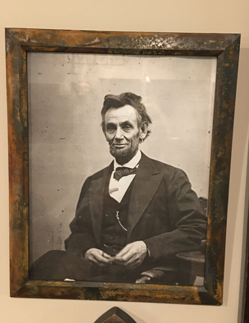 Art work in the framing for this vintage 1809 snap shot of our founding Father Abraham Lincoln.